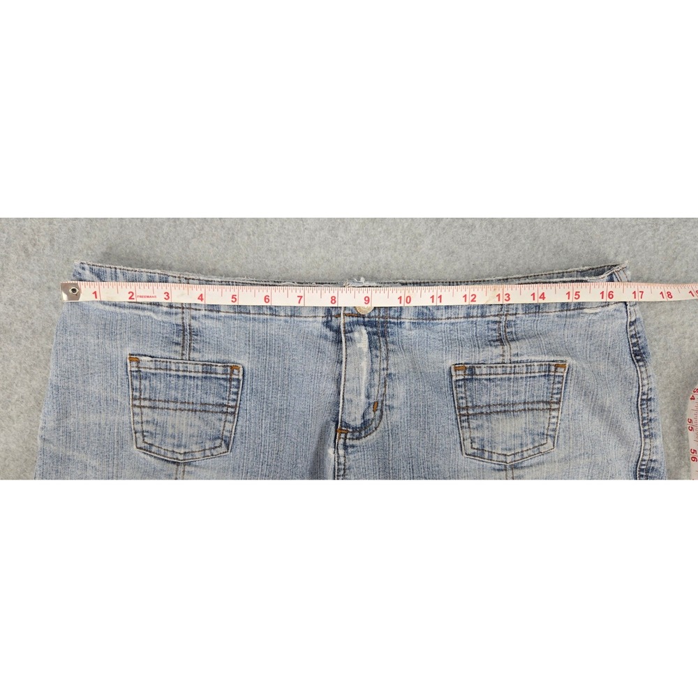 Blue Asphalt Womens Y2K 00's Low Rise Embroidered Micro Denim Shorts Light 9 - Picture 8 of 9
